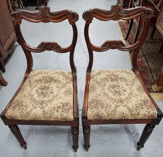 Stunning William IV carved Rosewood chairs from circa 1840's. Sourced locally they are in good original condition. Being sold individually for $450.00 each.