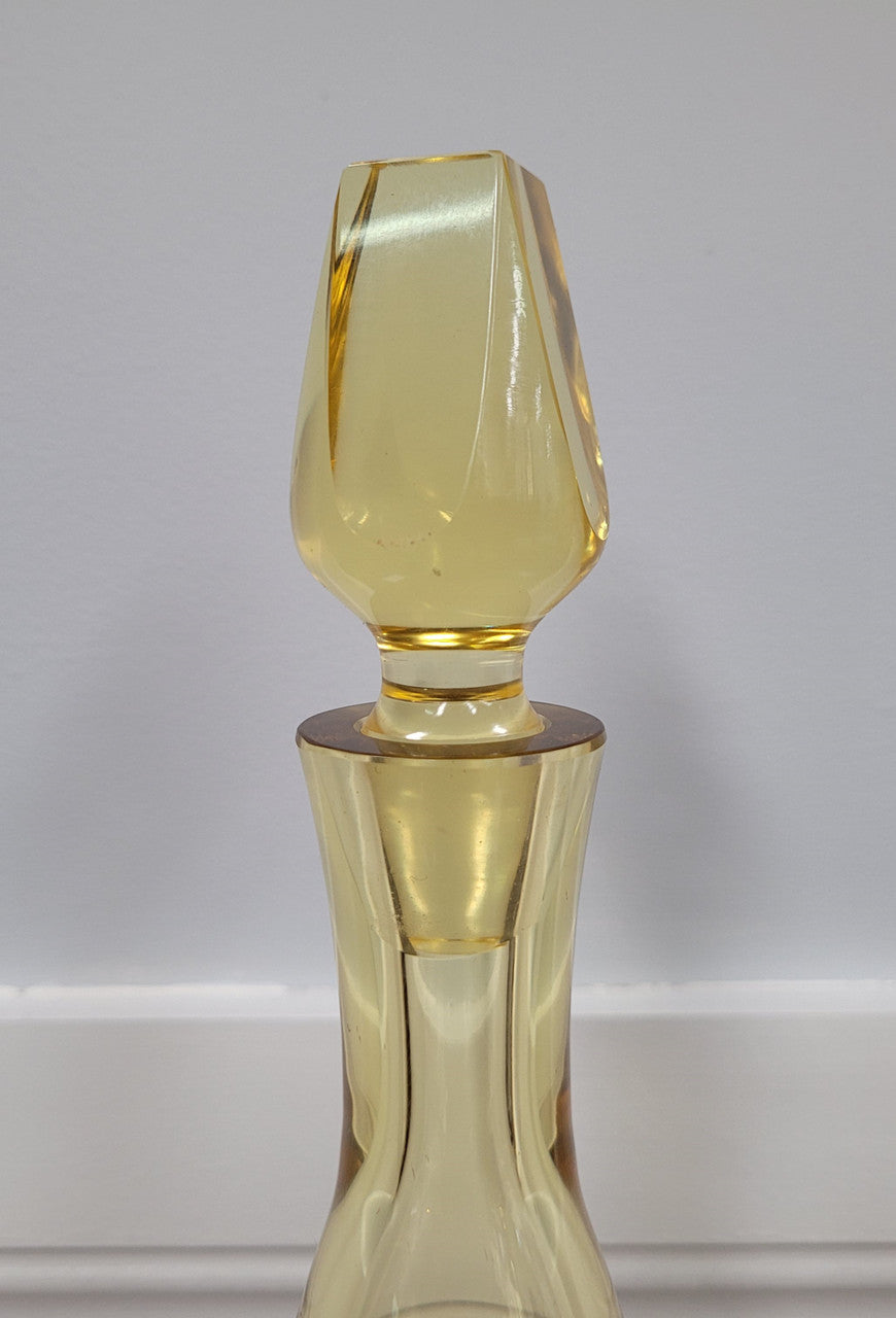 Bohemian yellow cut glass decanter. Please view photos as they help form part of the description.