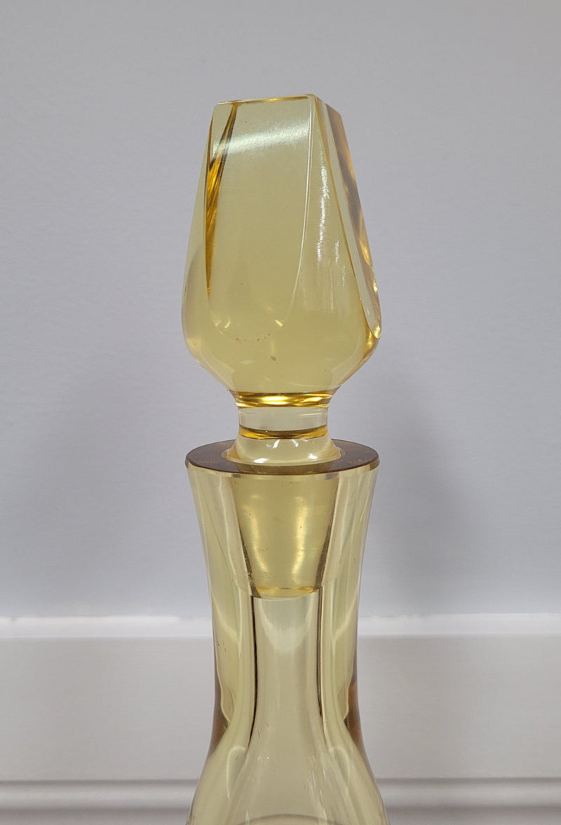 Bohemian yellow cut glass decanter. Please view photos as they help form part of the description.