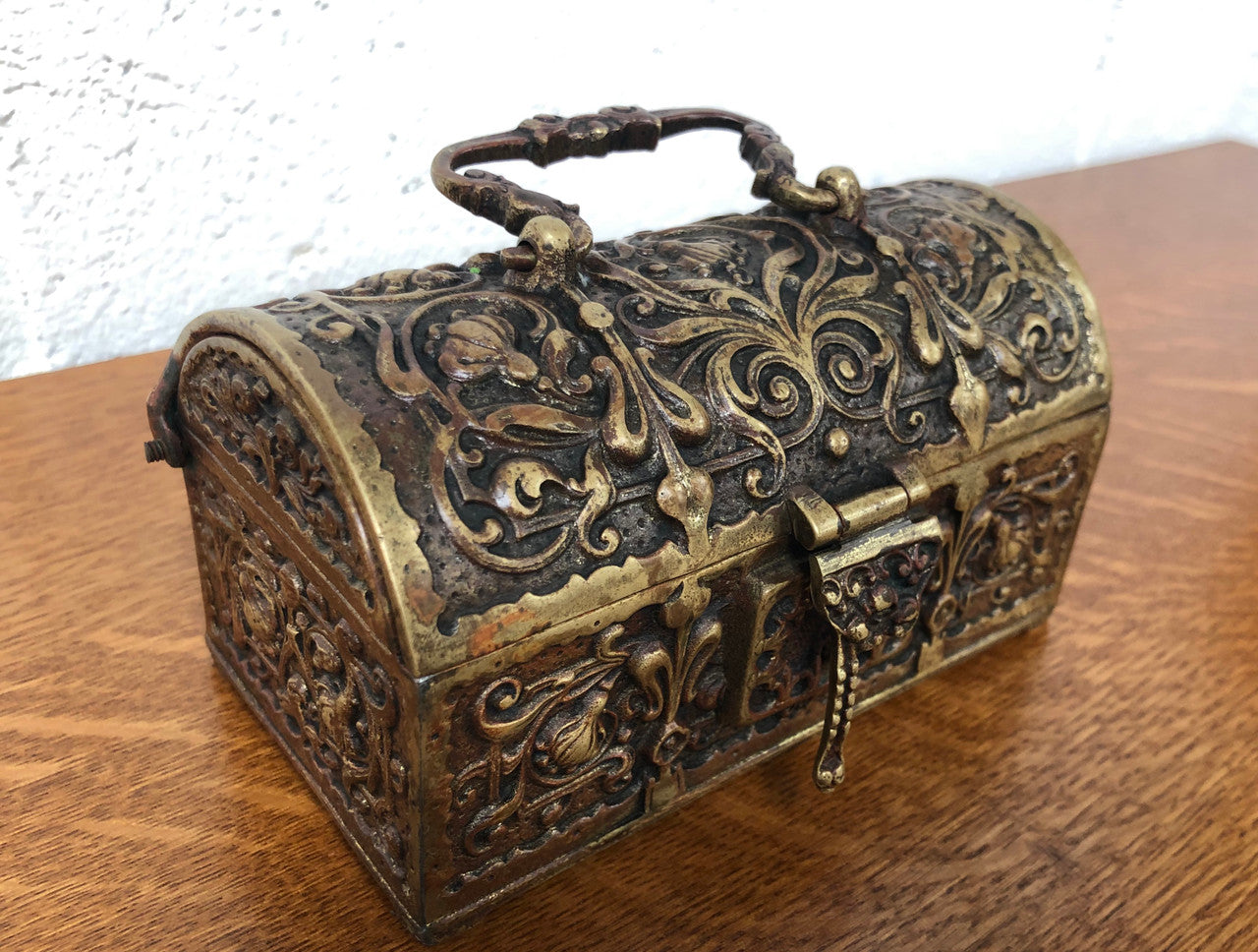 Late Victorian ormolu casket in original condition. Circa 1890.