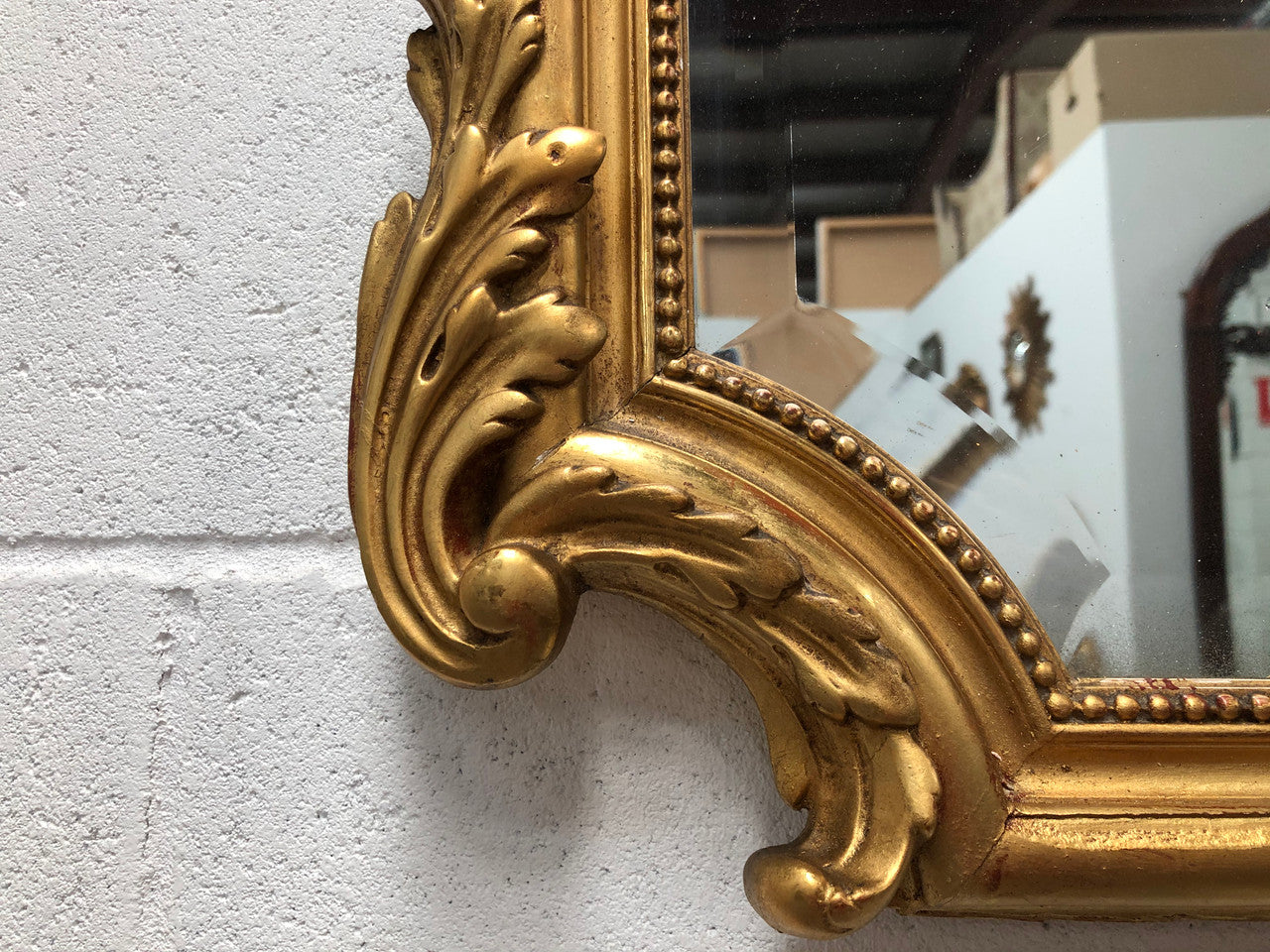 Antique French Gilt & Floral Allegorical Mantle/Wall Mirror