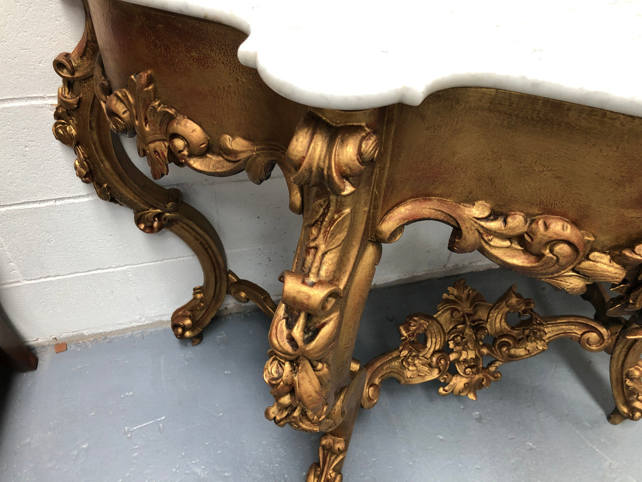 A very grand 19th century French marble top giltwood console. In very good original condition. Circa 1880.