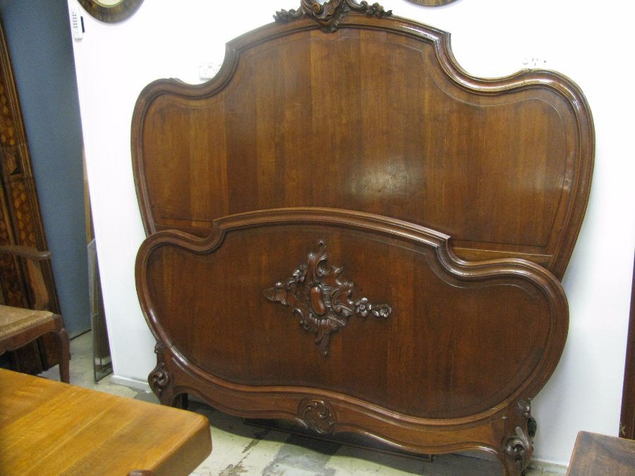 French Walnut Louis XV Style Bed