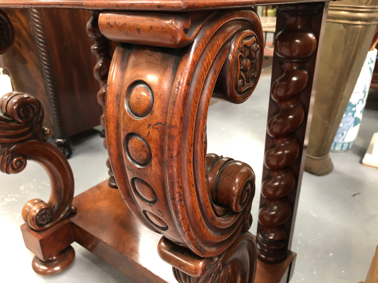 Antique French Flame Mahogany Console Table