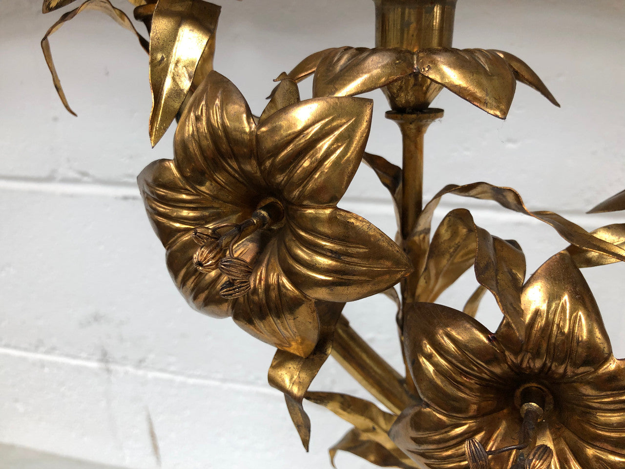 Fabulous & Highly Decorative Set Of Three French Brass Candelabras