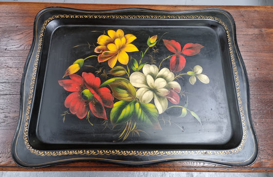 Fabulous 19th Century Finely Hand-Painted French Toleware Tray