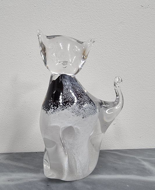 Signed Swedish Minne Fran Art Glass Cat