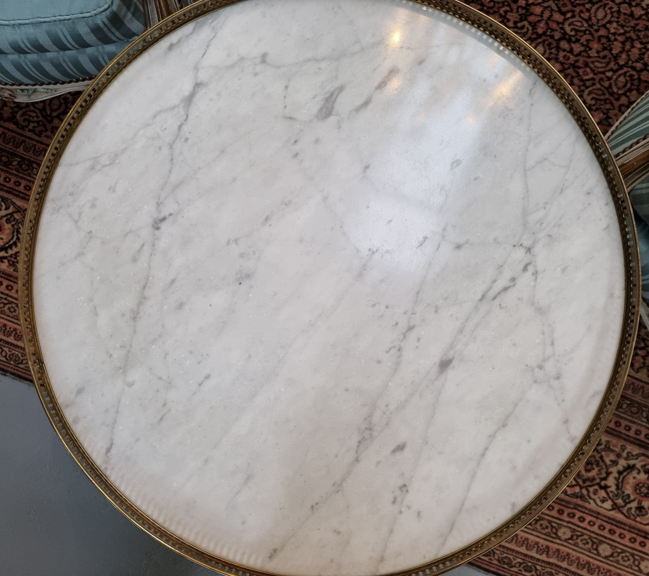 Louis XVI Style Mahogany Marble Top Bouillotte Table