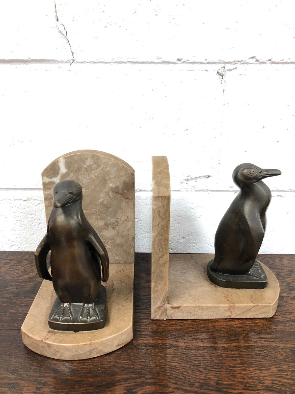 Amazing Pair Of French Art Deco Bronze Penguin Bookends
