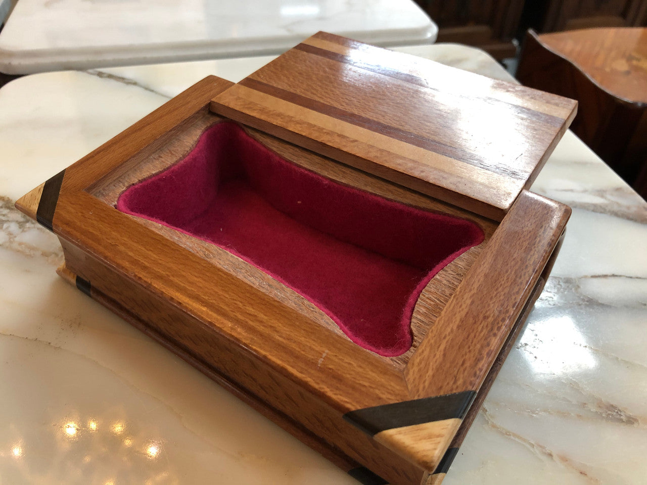 Rare Australian Silky Oak & Cedar Book With Hidden Trinket Box