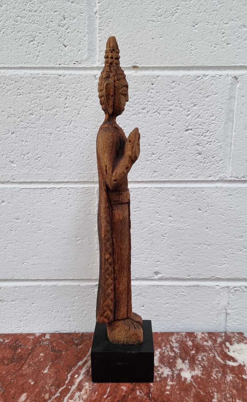 Antique Sukhothai Style Thai carving of a standing Buddha. In good original detailed condition.