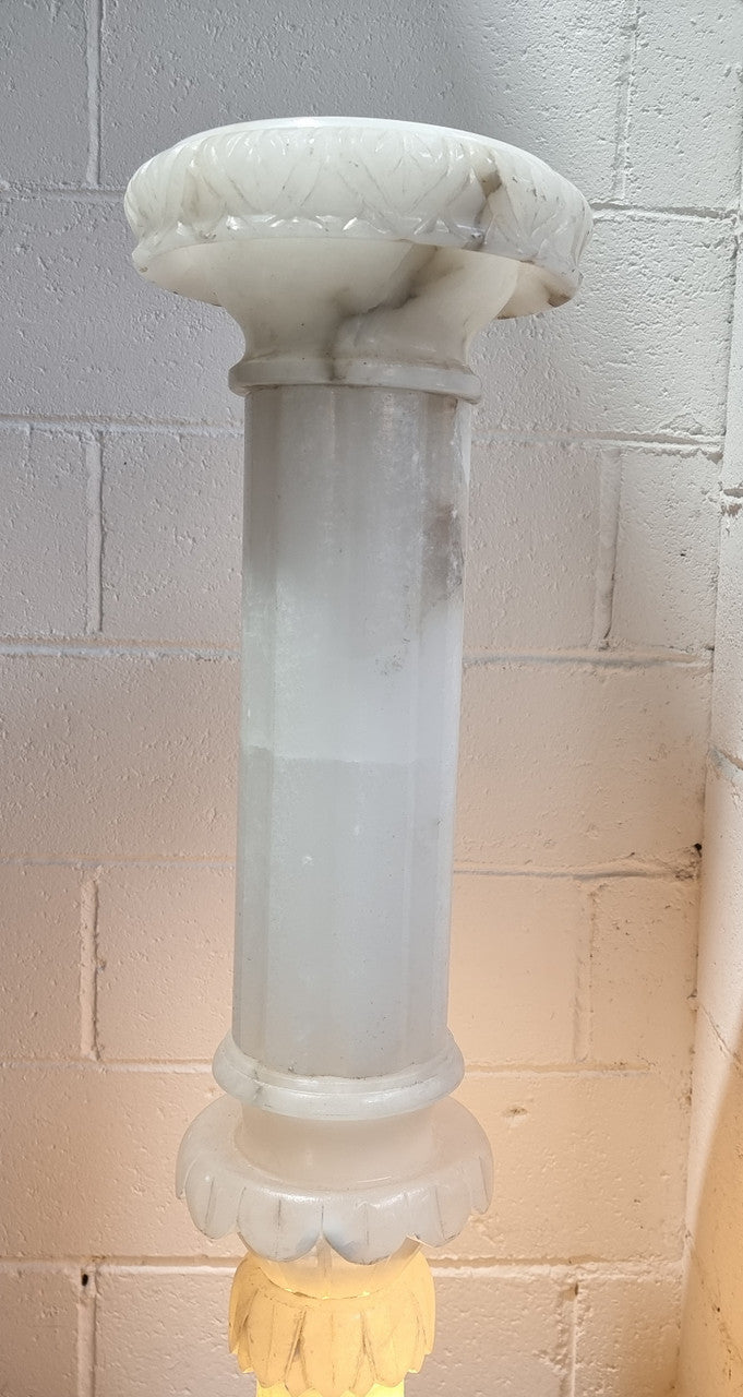 Electrified French White Alabaster Pedestal
