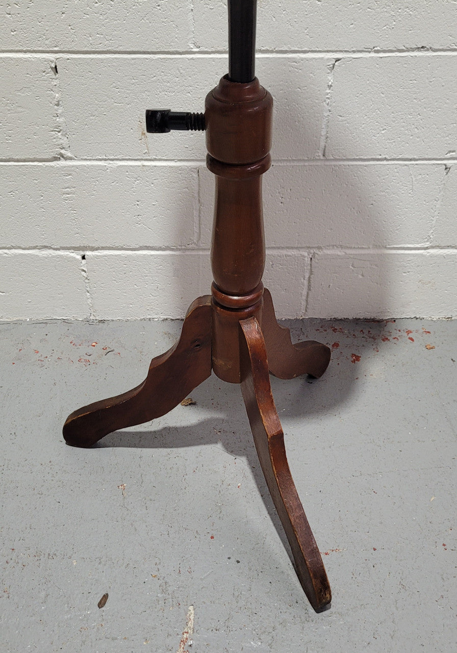 Vintage fabric covered child mannequin on adjustable wooden base. In good original condition.