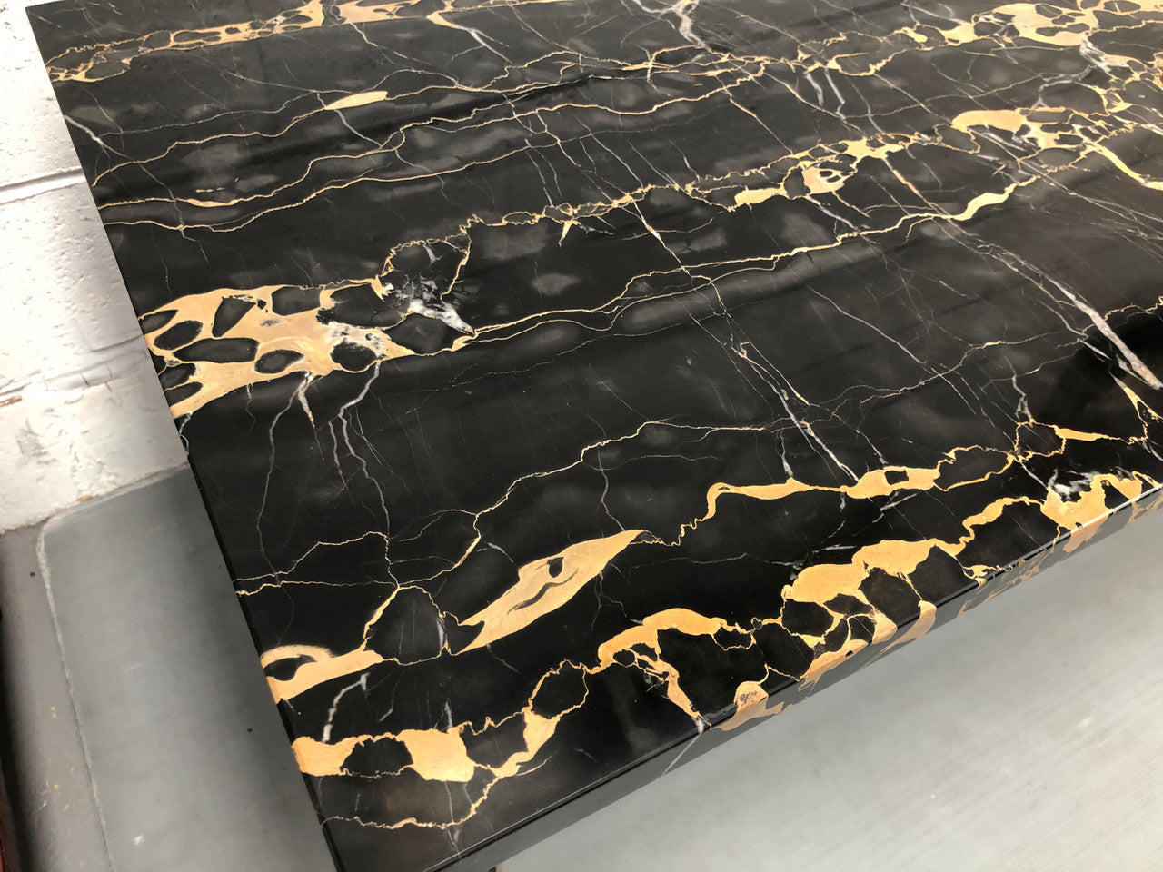 French Art Deco Coffee Table With A Portoro Marble Top