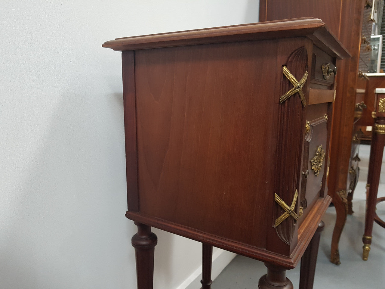 French Walnut Louis XVI Style Single Bedside Cabinet