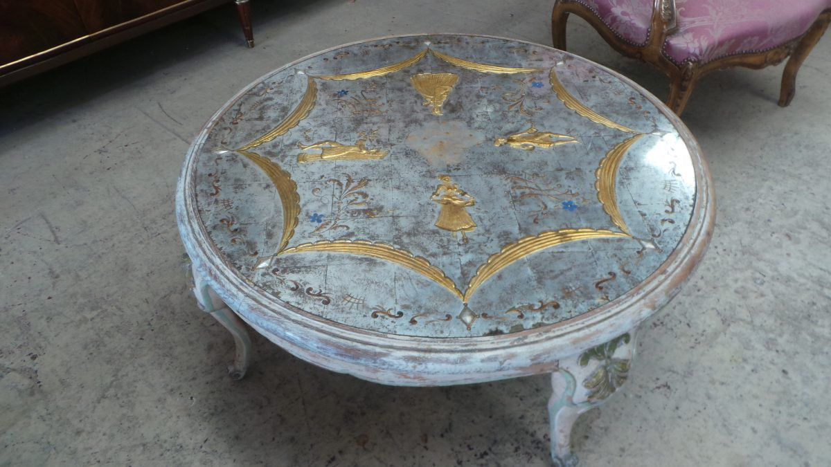 Unique and Exquisite French Hand painted Coffee Table