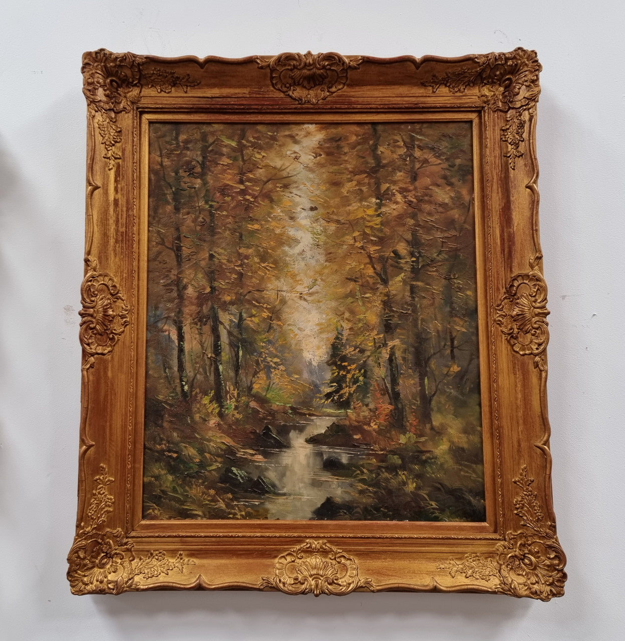 French Signed Oil On Canvas Depicting Impressionist Landscape In Gilt Frame