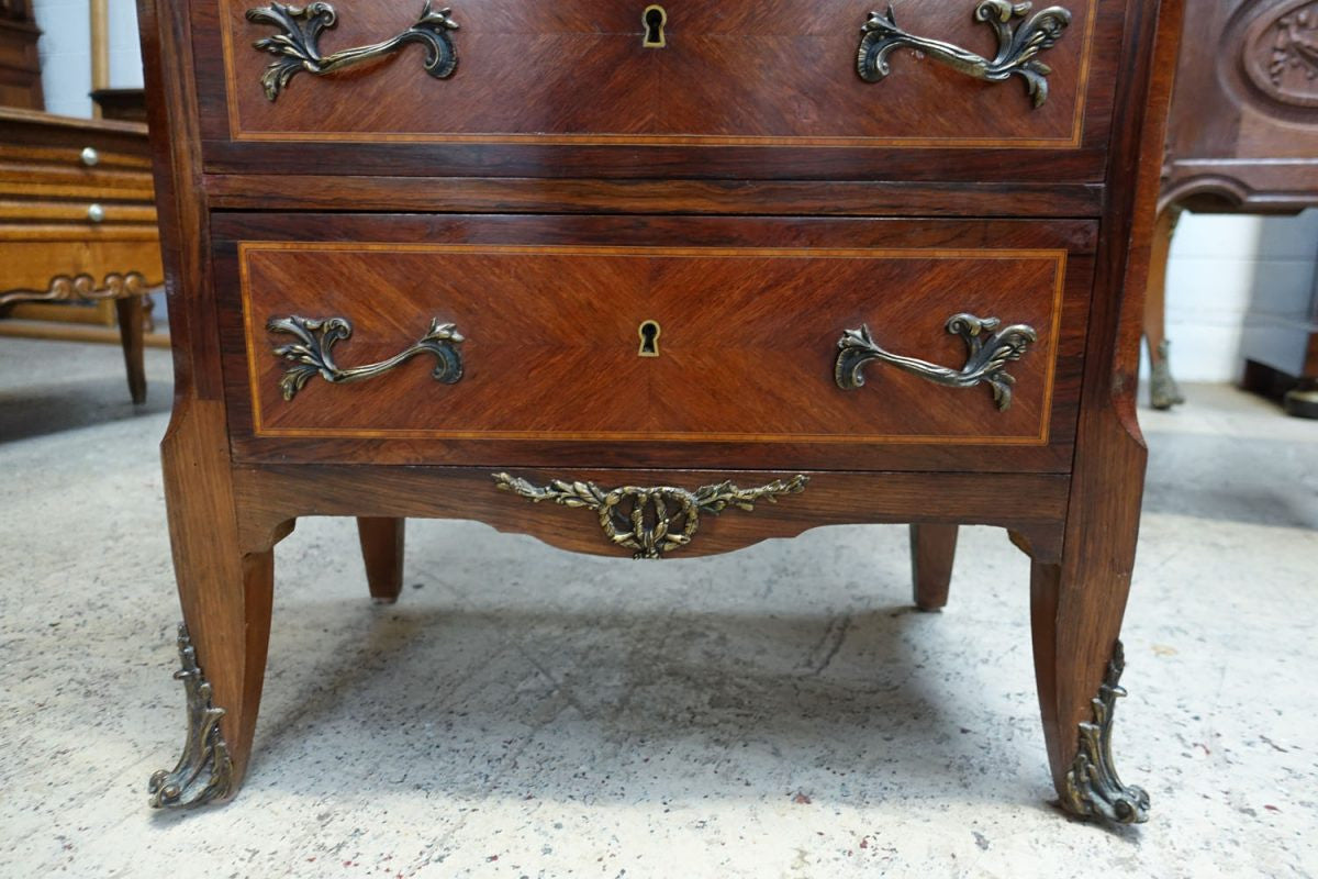 French Rosewood And Walnut Parquetry Inlaid Chest Of Drawers