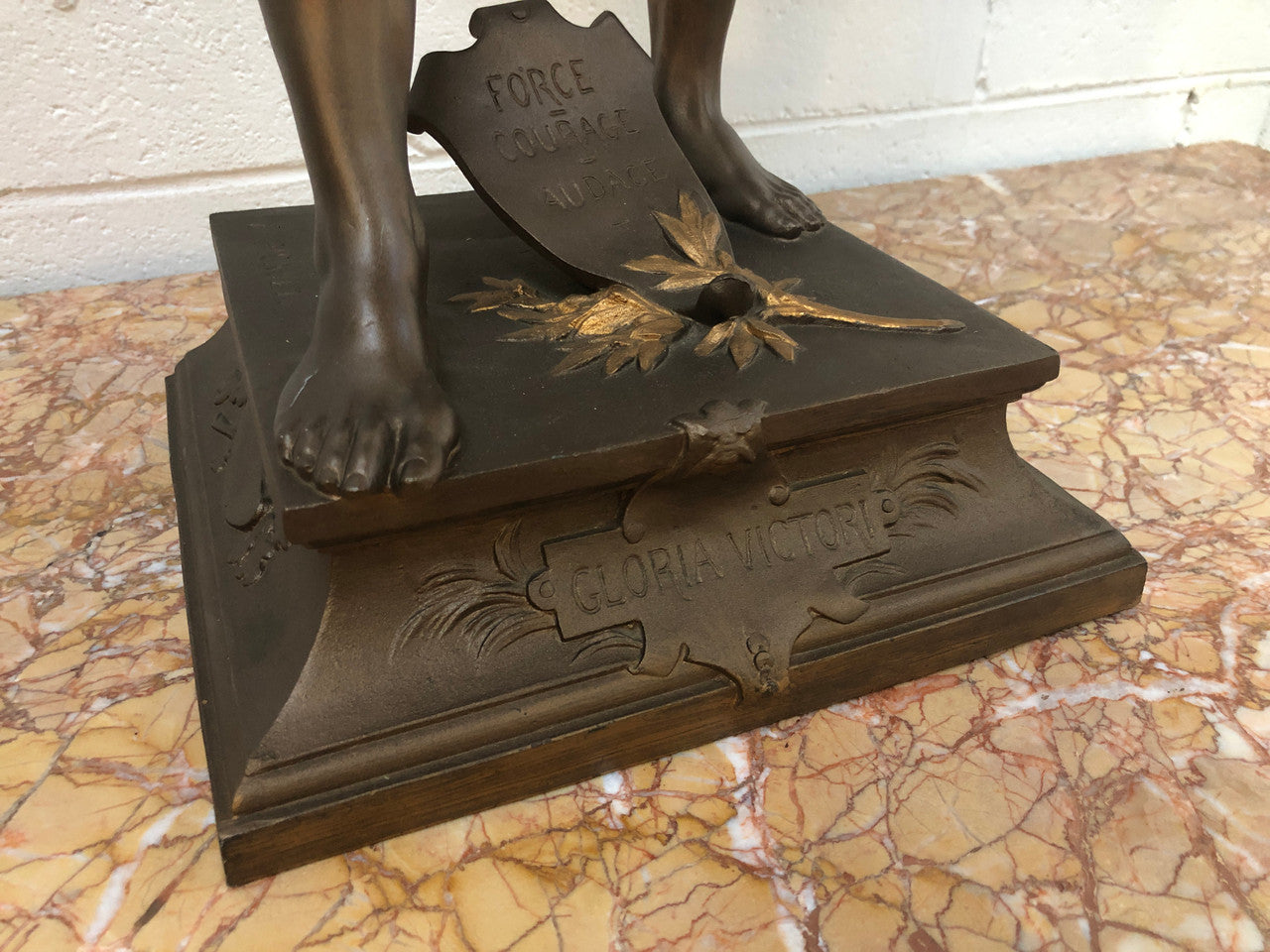Fabulous French 19th Century cold painted Spelter Statue ( Le Force) in good original condition.