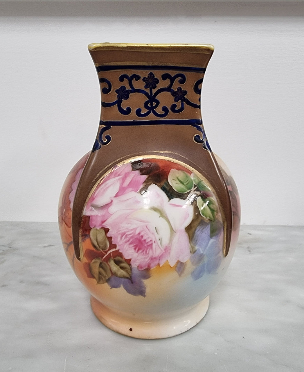 Rare Noritake Vase With Floral Scene