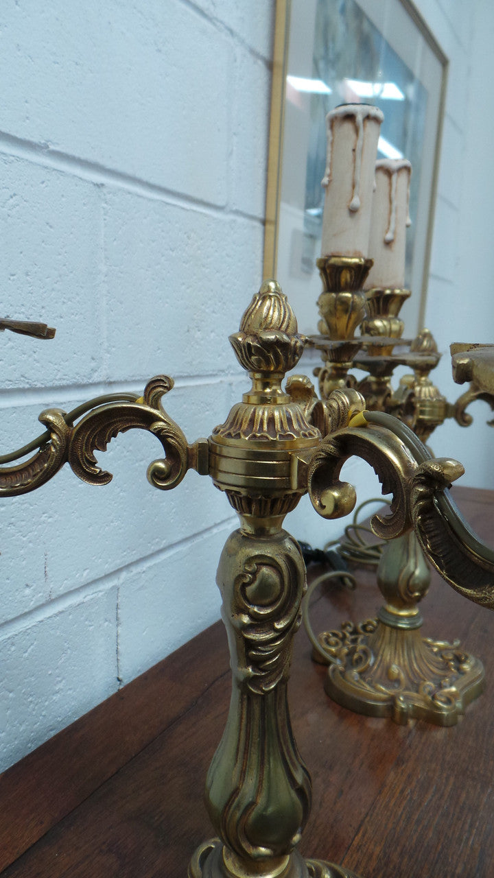 Gorgeous pair of Antique French Gilt Bronze Girandoles