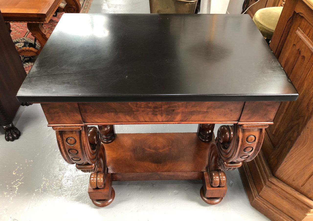 Antique French Flame Mahogany Console Table