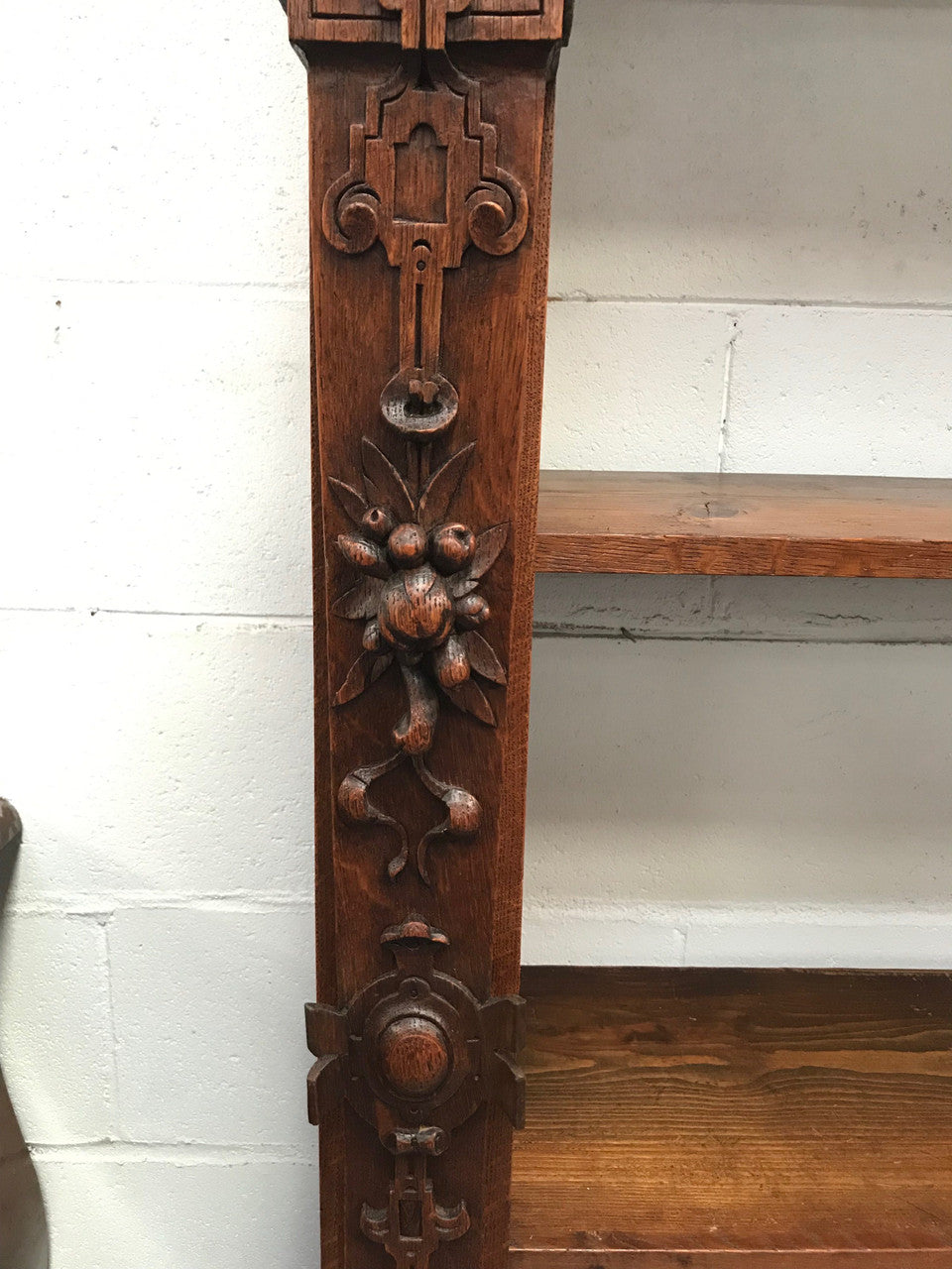 Antique 19th Century French Beautifully Carved Open Bookcase