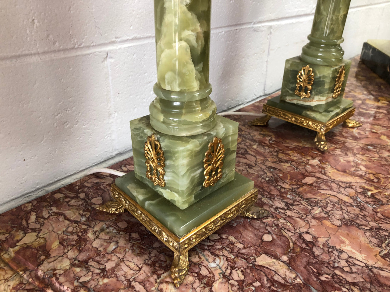 Pair Of French Onyx Lamps With Shades