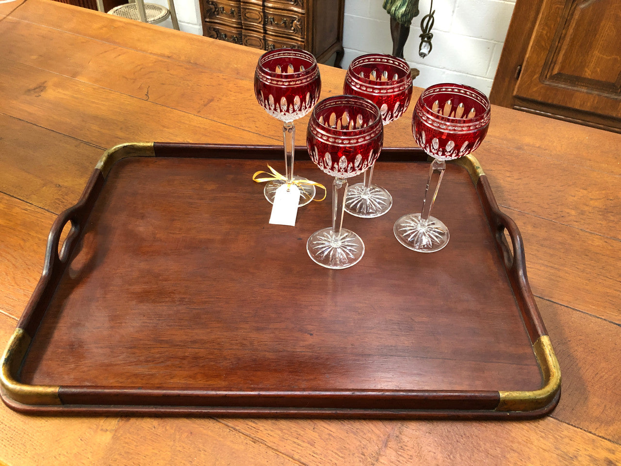 Beautiful Edwardian Mahogany and brass bound tray in good original detailed condition.
