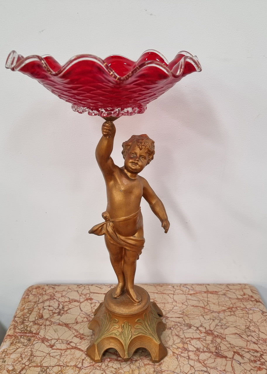 Beautiful Victorian Ruby glass comport and cherub stand in good original condition.