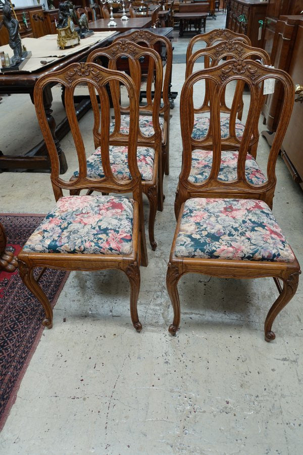 Set Of Six French Upholstered Dining Chairs