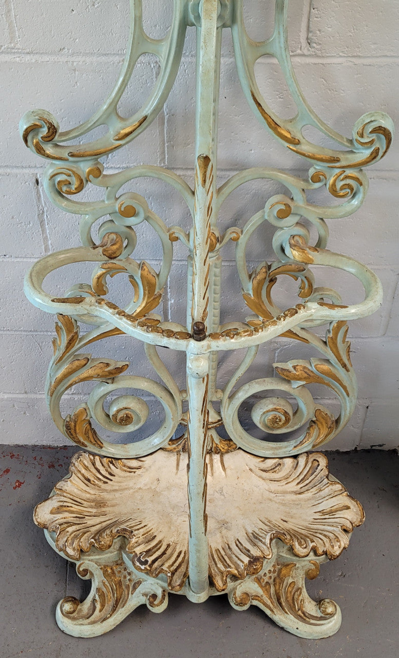 Very attractive 19th Century French cast iron painted and gilded hall stand with original small mirror. Sourced from France and in good original condition.