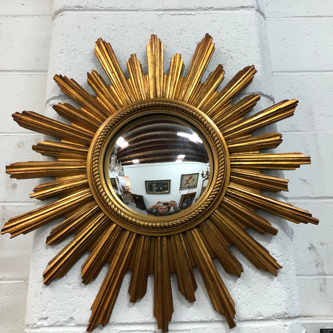 Belgium Gilt Star Burst Convex Mirror