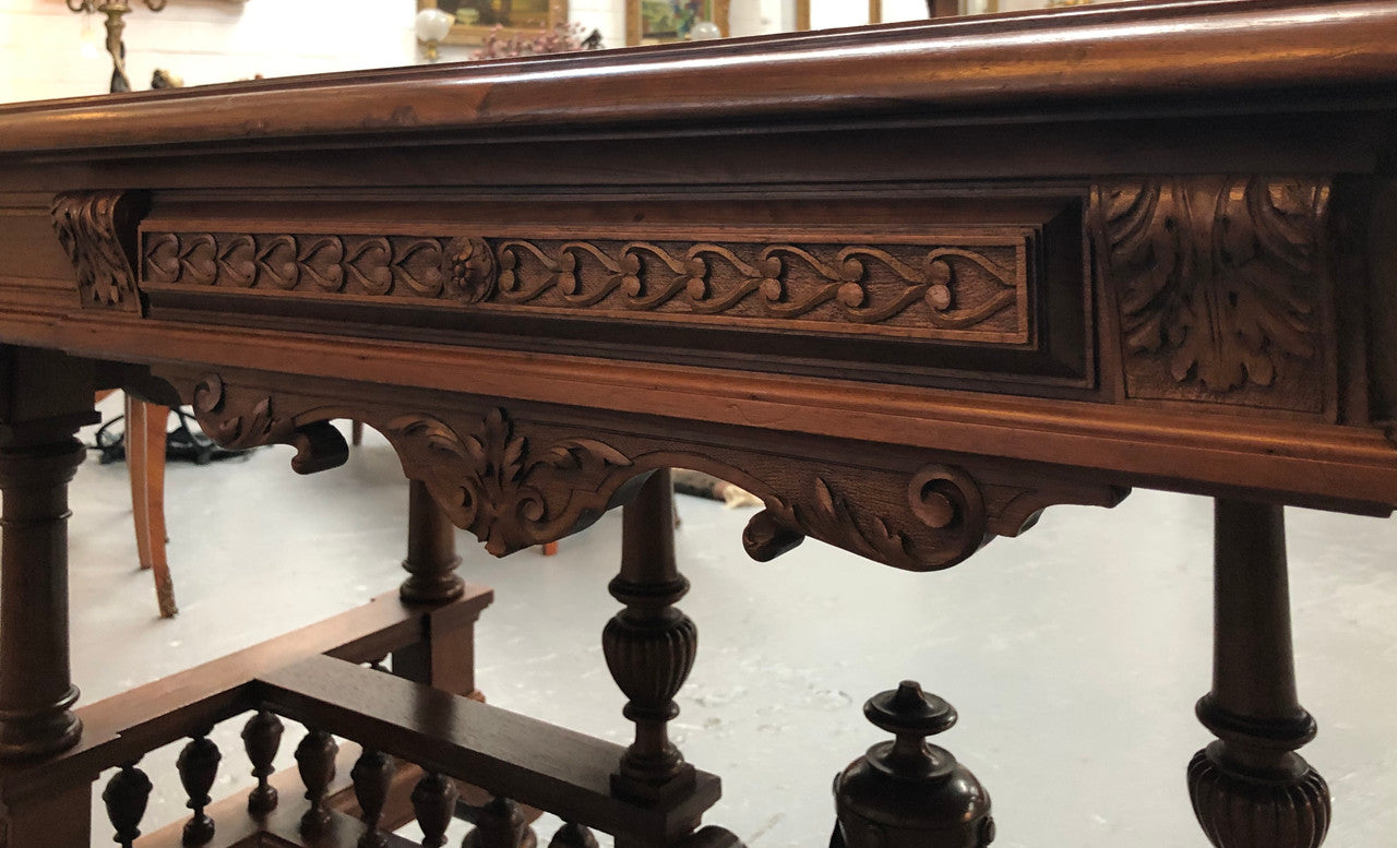 19th Century French Walnut Henry II Style Desk