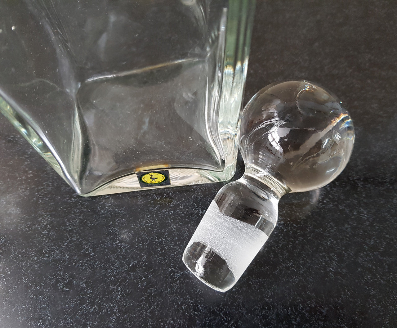 A Ivima 1895 Portugal hand blown glass decanter with stopper in good original condition.