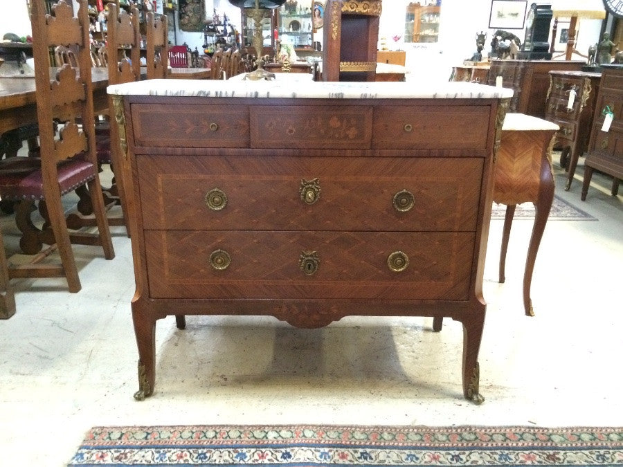 Antique French Inlaid Walnut Commode