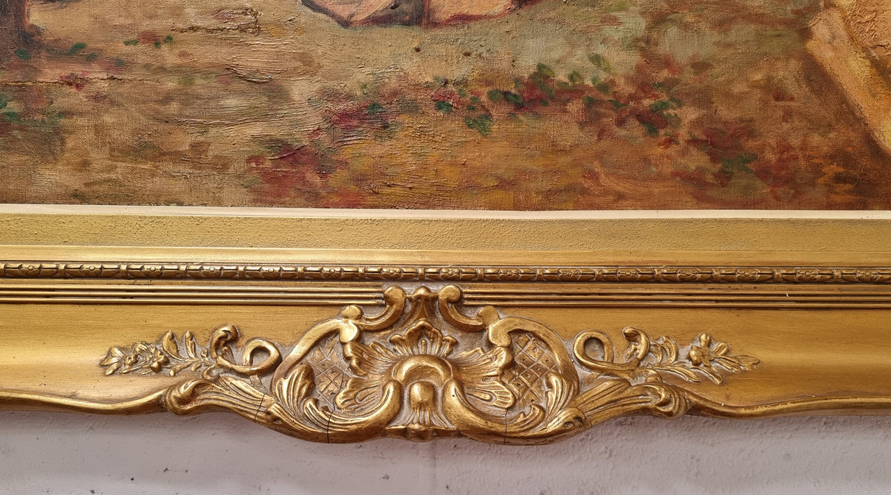 Beautifully framed oil on canvas, sourced in France is this stunning painting in an ornate decorative frame and in good condition.