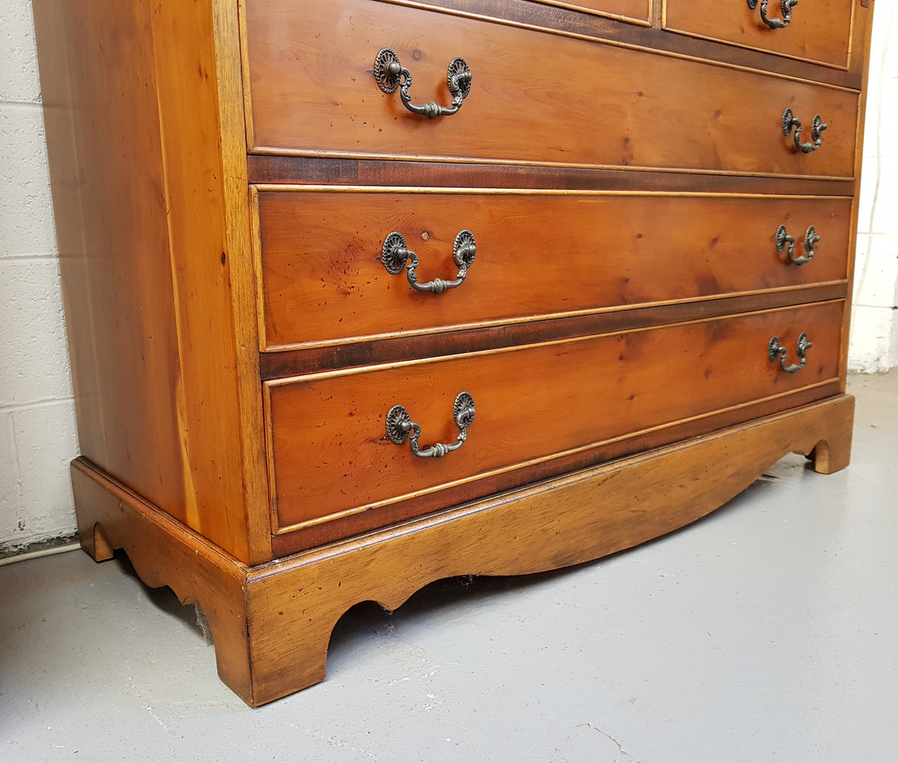 Antique Yew Wood Bureau With A Leather Inset