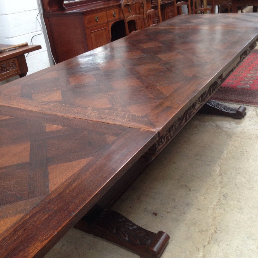 Large French Parquetry Extension Table