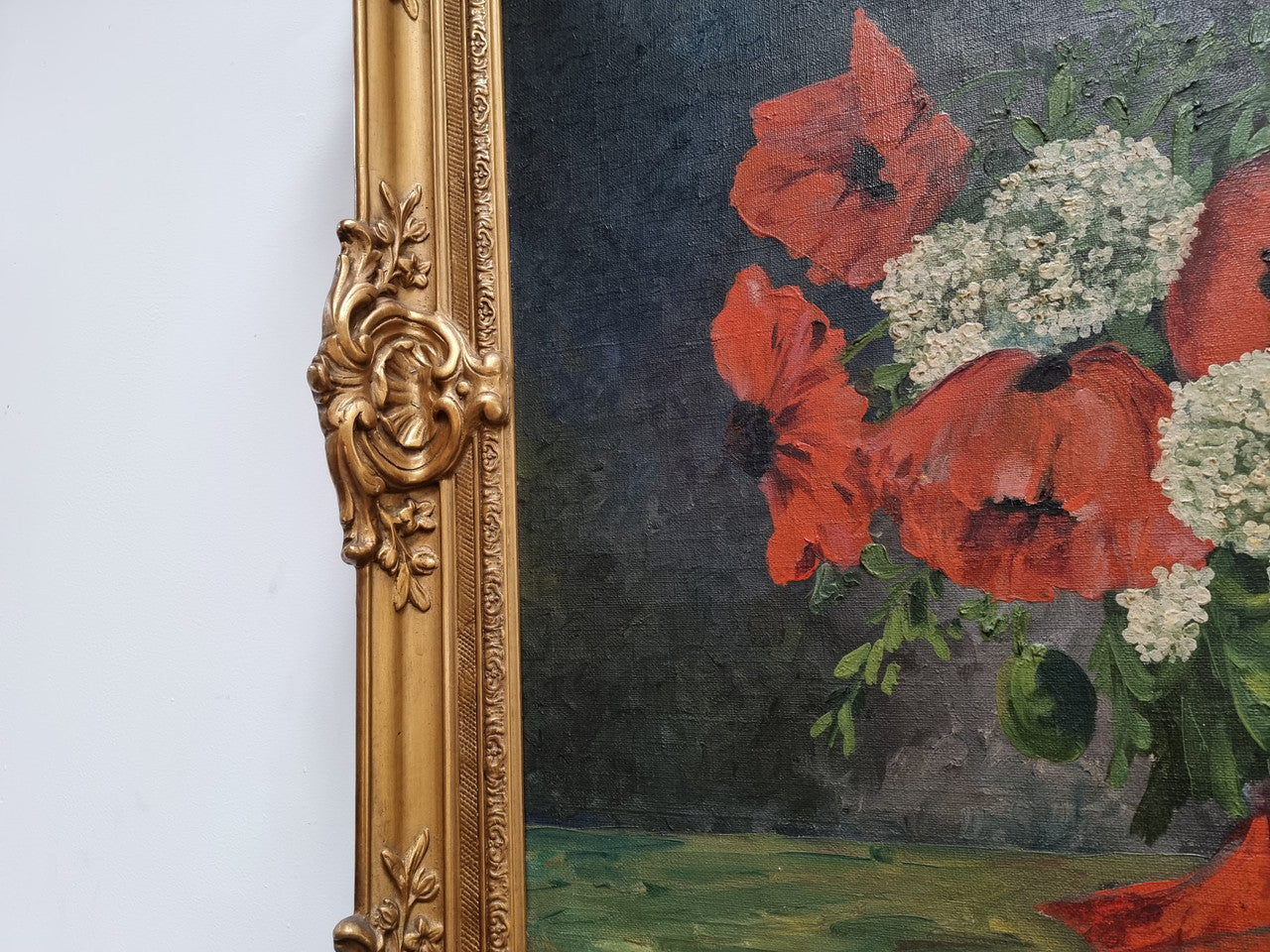 Beautiful Antique Dutch Framed Floral Oil Painting