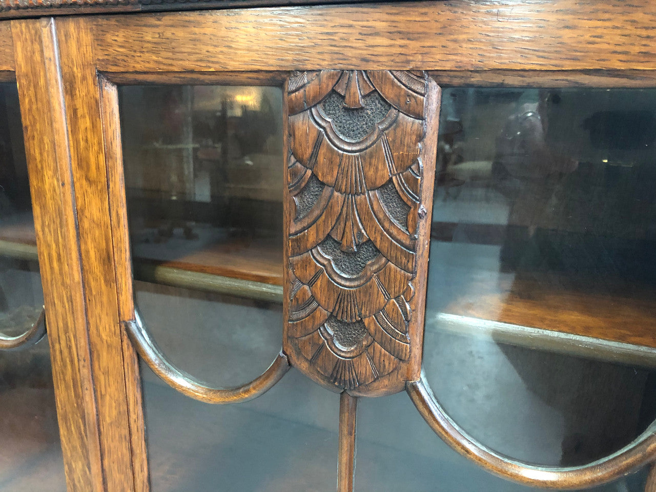 English Oak Tudor Style Bookcase/Display Cabinet