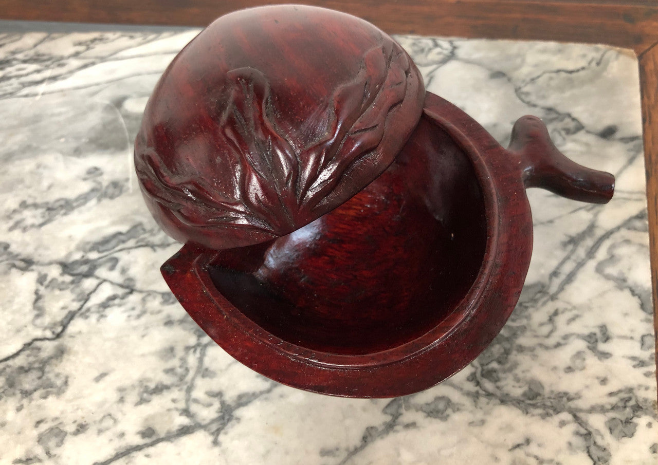 Charming Carved Chinese Rosewood Peach Trinket Box