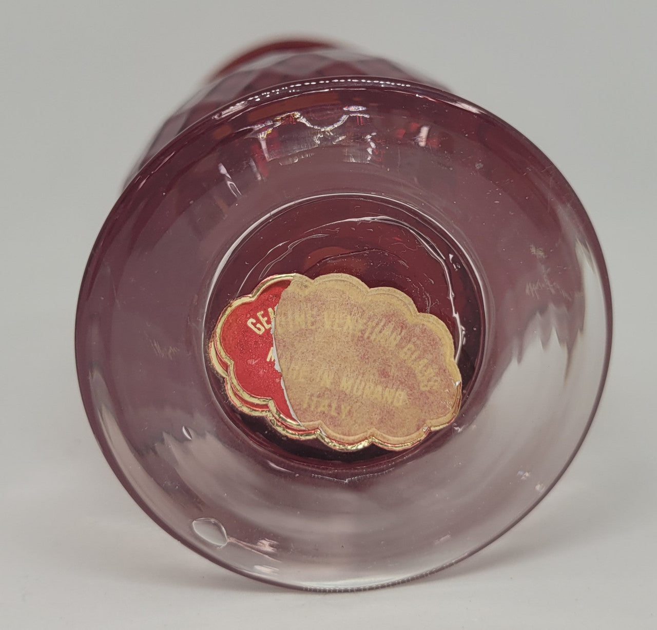 Beautiful Vintage Venetian red with gold handled glass jug.