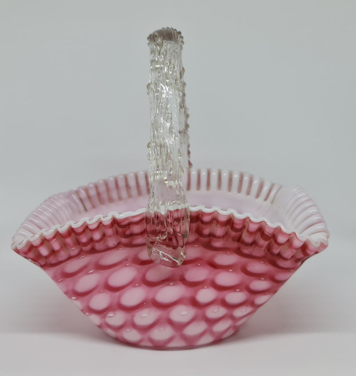 Beautiful hand made Victorian glass basket, in amazing original condition.