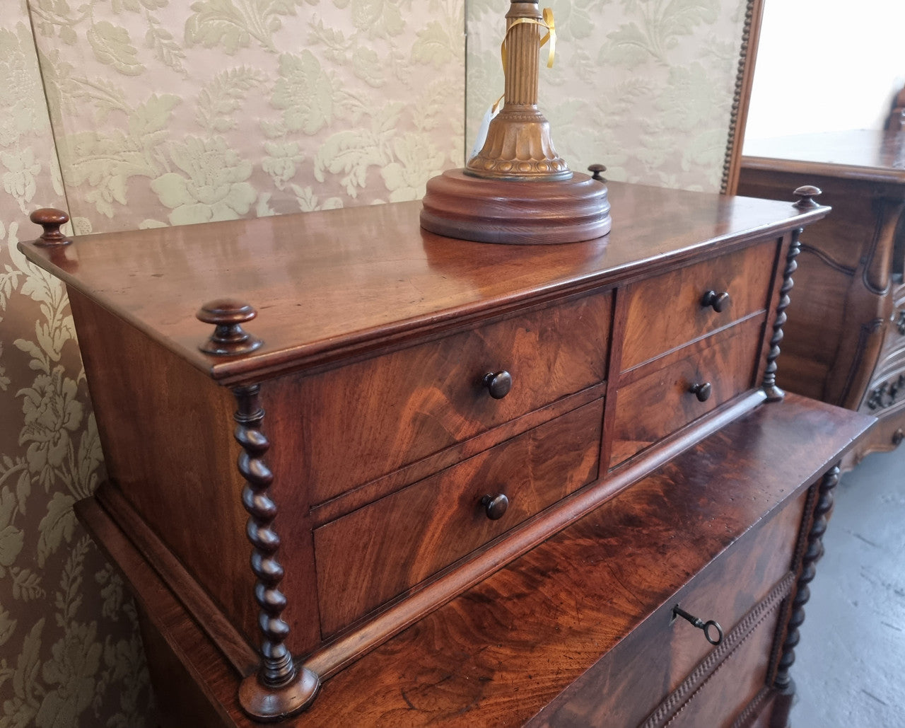 Rare Georgian Flame Mahogany Miniature Chest on Chest