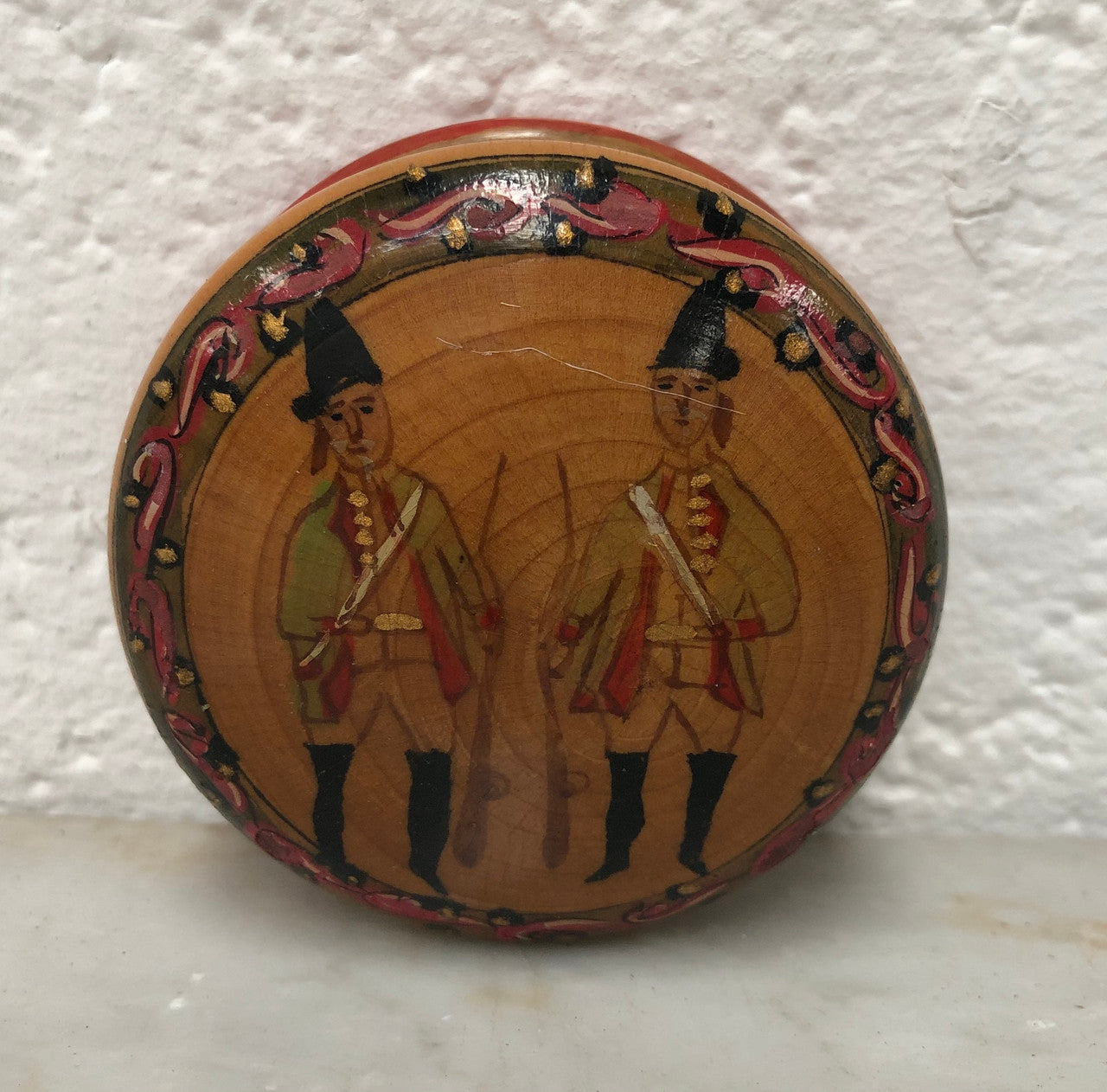 Vintage Treen Hand-Painted Trinket Box
