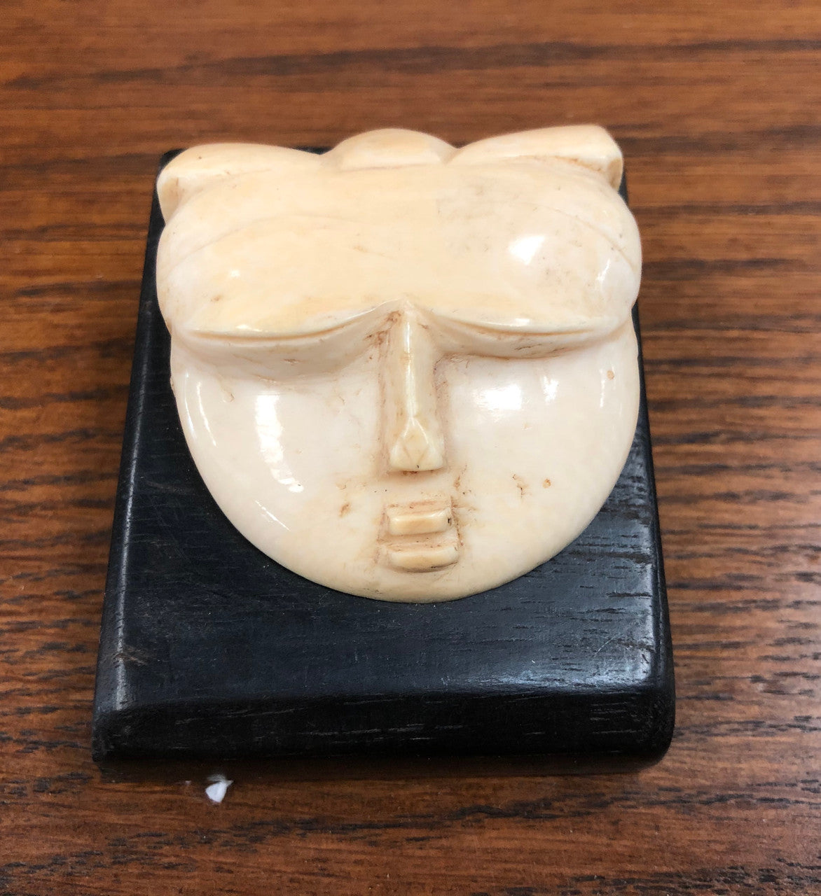 Antique Carved Ivory & Wood Paperweight