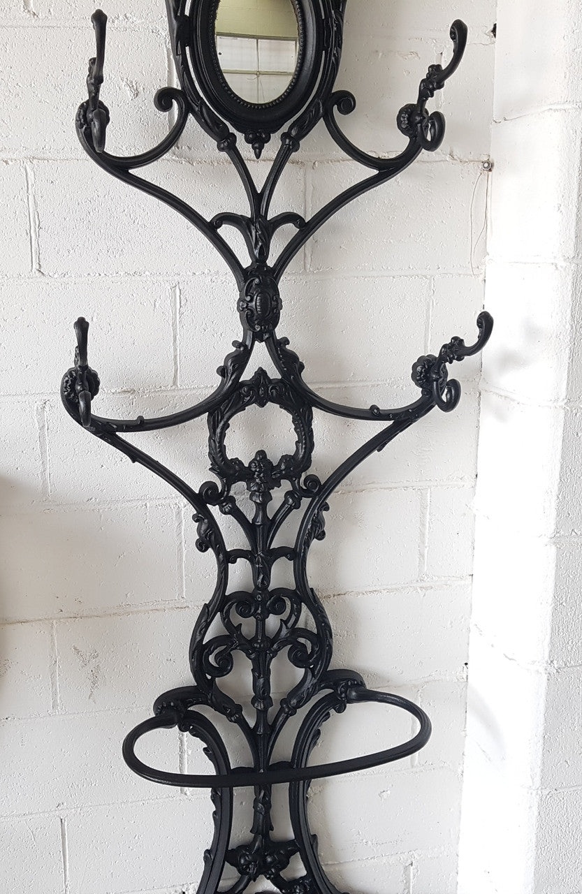 Highly Decorative French Antique Painted Cast Iron Hallstand