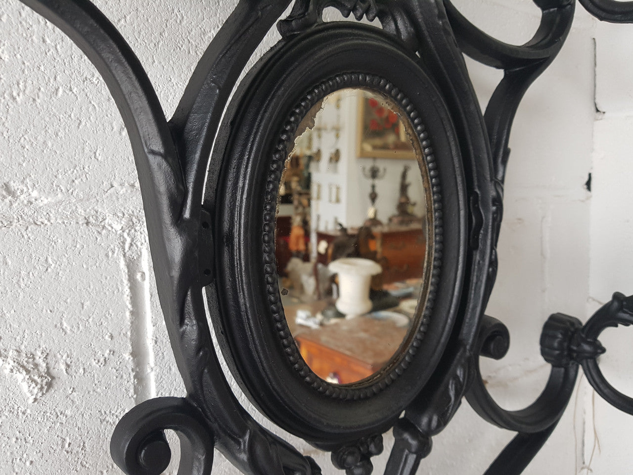 Highly Decorative French Antique Painted Cast Iron Hallstand