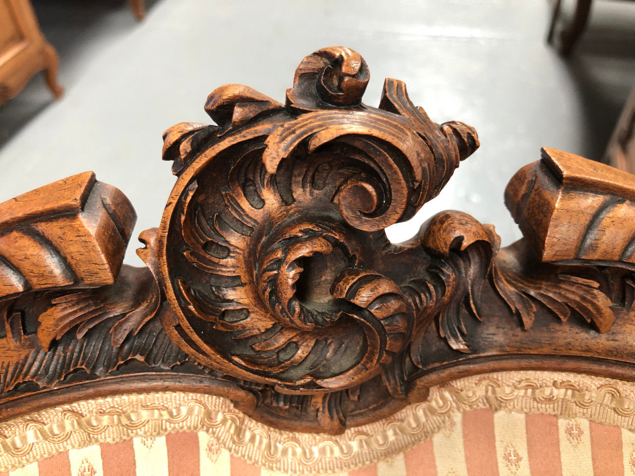 High Quality Antique Pair Of French Walnut Upholstered Arm Chairs